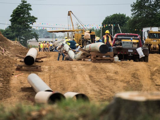Pipes for the Sunoco Mariner East pipeline are laid