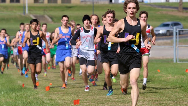 Unioto's David Magda leads a pack of runners during this year's Scioto Valley Conference cross country meet. Magda will participate in this weekend's OHSAA state championship meet.