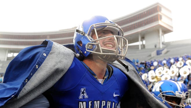 Memphis Tigers quarterback Paxton Lynch (12) after the game against the Southern Methodist Mustangs at Liberty Bowl Memorial Stadium. Memphis Tigers defeats Southern Methodist Mustangs 63-0.