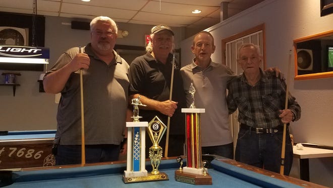 The October Friendship Pool winners are from left to right: first place team of the Eagles’ Doug Beard and Larry "Smitty" Smith with Eagles’ Harold Johnson and Bud Johnson taking second place.