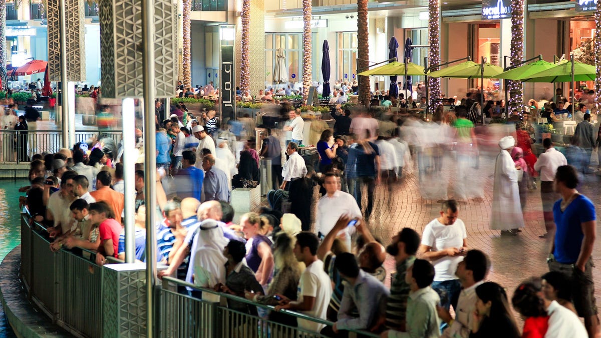 A crowd of shoppers.