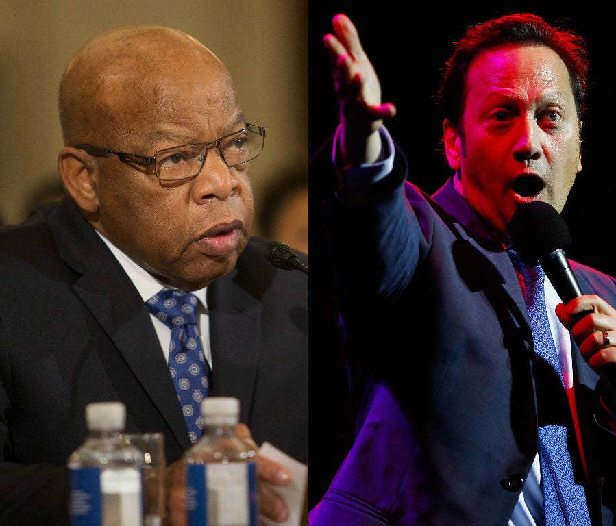 Rob Schneider, right, got slammed for his tweet about U.S. Rep. John Lewis.