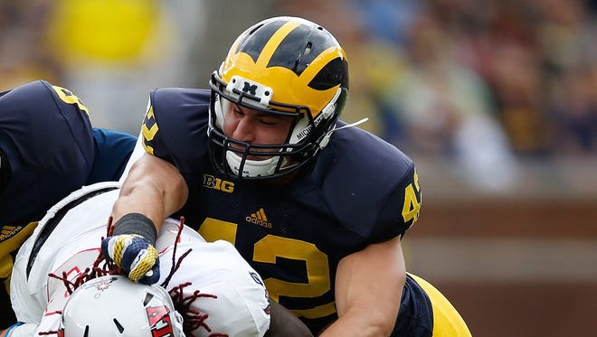 LB Ben Gedeon. Projected round: 5-6. Had one year as a starter and was as productive as any U-M defender. Played the run, blitzed and made the calls from the middle of Don Brown's complicated defense. His goal at the combine was to show he was more athletic than expected. He demonstrated that with top times in both shuttle drills plus led LBs in bench press. Missed tackles were an issue.
