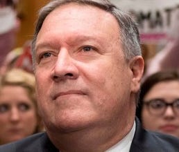 Protesters at Mike Pompeo's Senate hearing April 12, 2018.