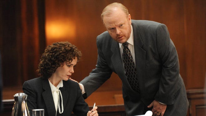 Sarah Paulson, left, plays Marcia Clark and Christian Clemenson plays fellow prosecutor Bill Hodgman in FX's 'The People v. O.J. Simpson: American Crime Story.'