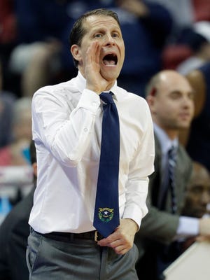 Nevada coach Eric Musselman yells to his players during their game at UNLV last season. Musselman and the Wolf Pack staff are targeting transfers to fill out its roster.