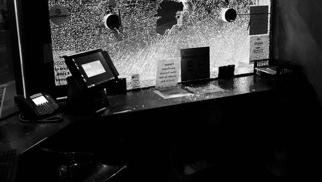 A man smashed the box office windows of SEEFilm Cinemas Sunday night.