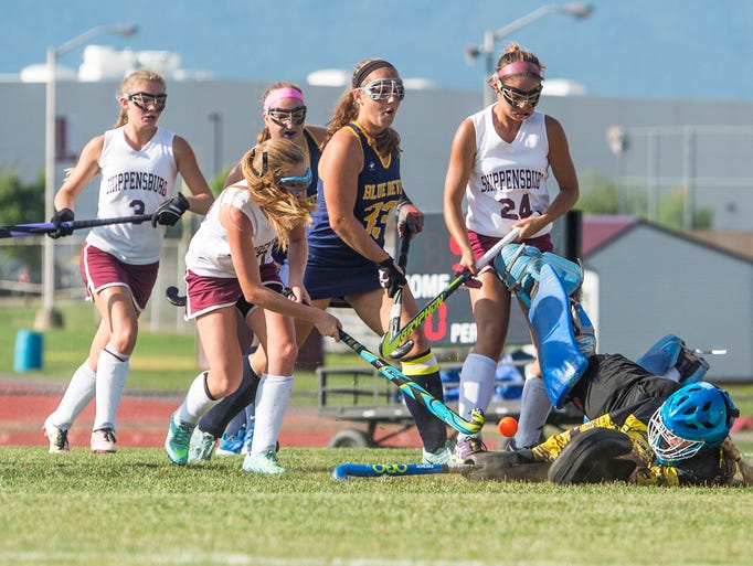 Shippensburg's Kourtney Shoap shoots the ball but Greencastle's