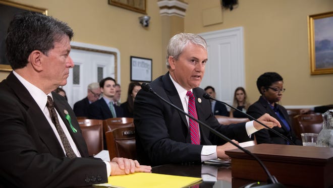 Rep. James Comer, center, of Kentucky is the ranking Republican on the U.S. House Committee on Oversight and Reform.