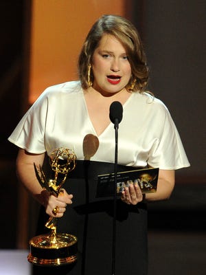 Merritt Wever speaks, briefly, onstage after she won her Emmy.