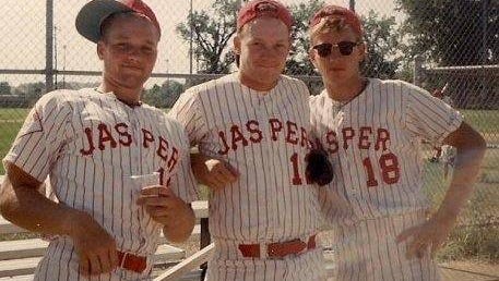 Chris Himsel (left), Travis Hayes and Craig Shoobridge starred for the Jasper Reds in the early 1990s.