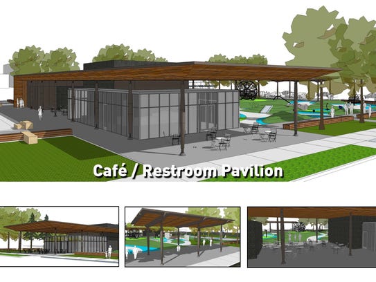 A look at the cafe and restroom pavilion planned for
