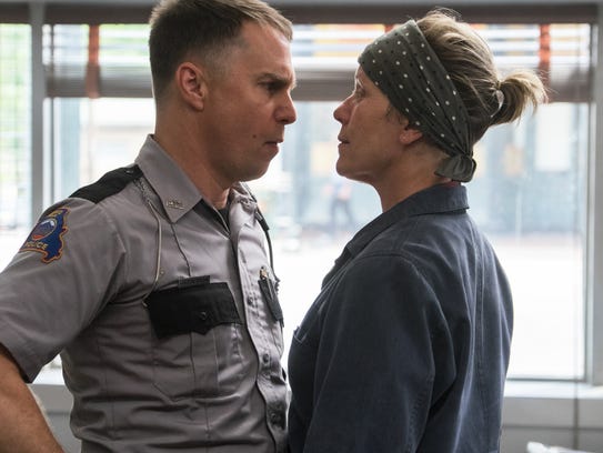 Sam Rockwell, left, and Frances McDormand in a scene