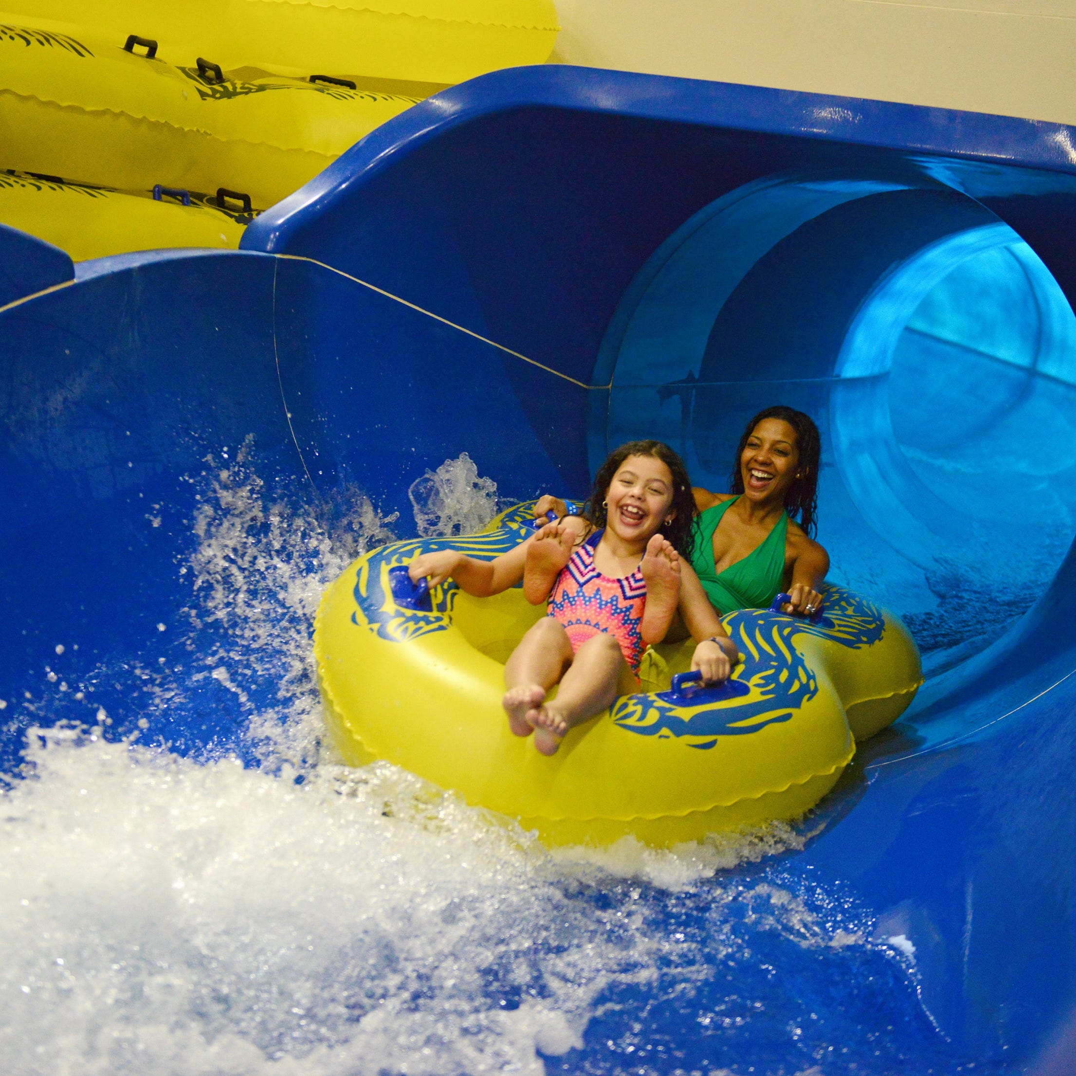 The indoor water park at Great Wolf Lodge offers water attractions for all ages.