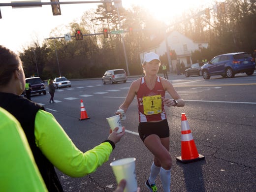 Gina Rouse on mile three of the Knoxville Marathon