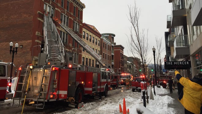 Crews responded to the scene of a multi-story fire in Over-the-Rhine Saturday evening. Twelve were displaced and two were taken to the hospital as a precaution.