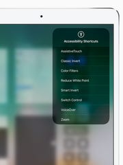 An accessibility shortcuts menu on Apple's iPad Pro
