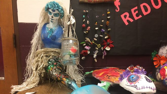 Flour Bluff Intermediate School students presented art sculptures made of made of sea debris. The contest is a joint collaboration between Flour Bluff Intermediate School and the Mission-Aransas Reserve at The University of Texas Marine Science Institute to help students understand the impact of trash on beaches and local ocean wildlife.