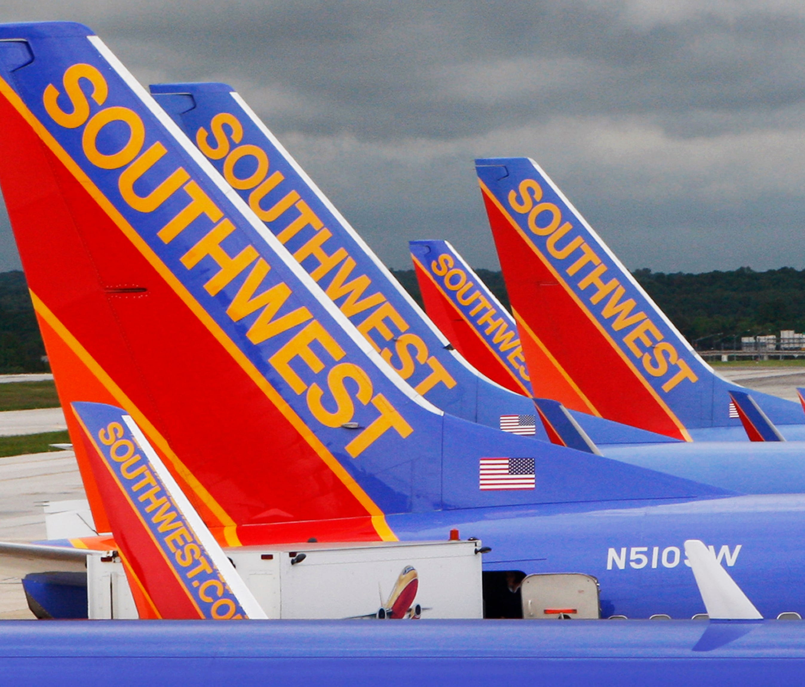 In this file photo taken May 16, 2008, Southwest Airlines jets are seen at Baltimore/Washington International Airport.