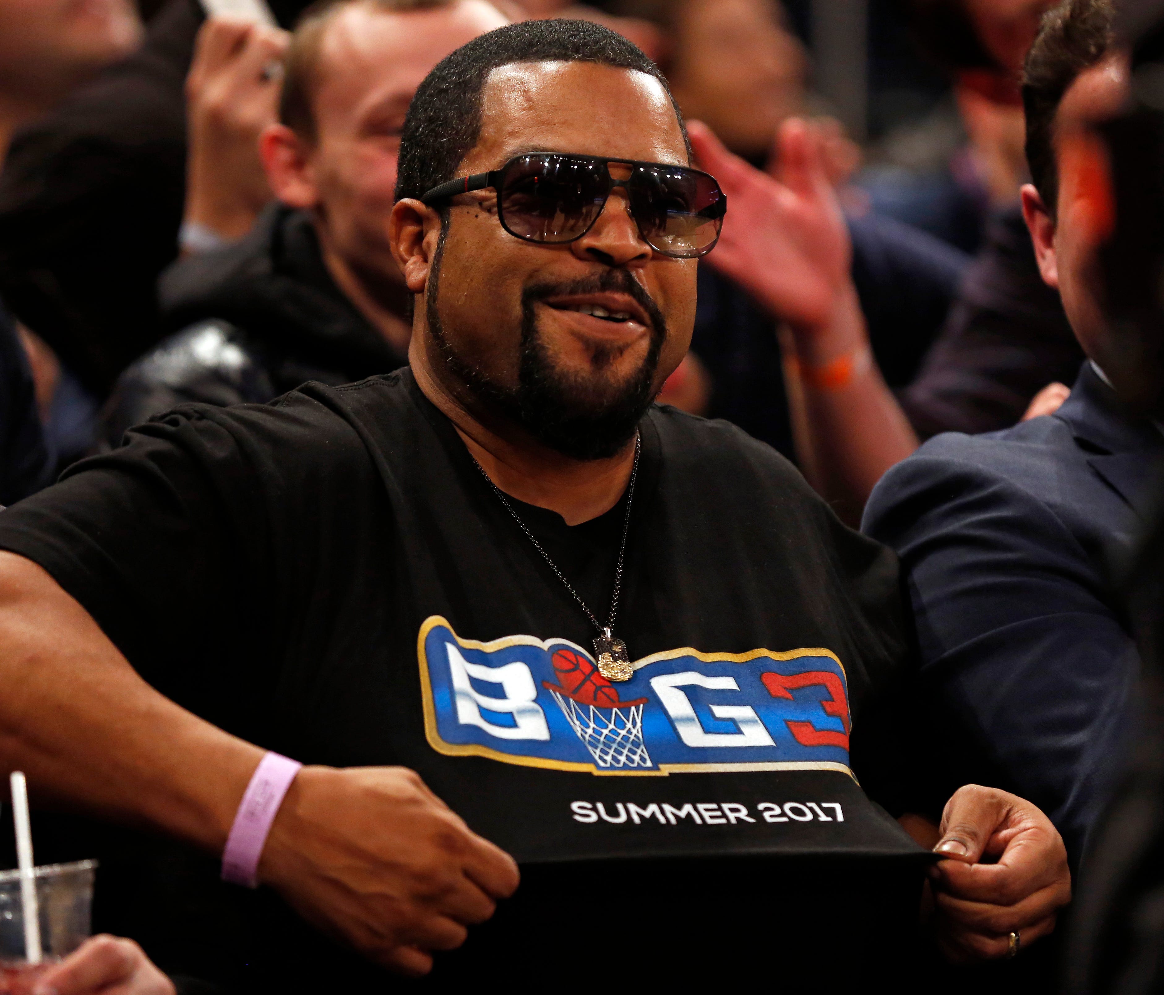 Actor and rapper Ice Cube attends the New York Knicks against the Indiana Pacers at Madison Square Garden.