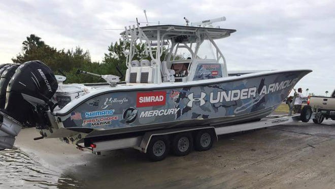 The Under Armour Fishing Team from St. Petersburg launches at a boat ramp in Fort Pierce Tuesday.