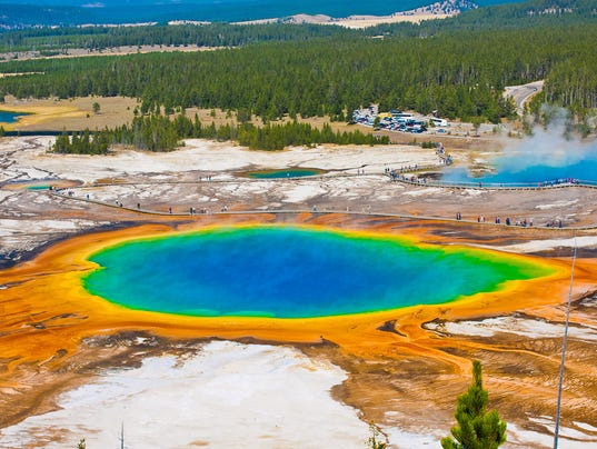 The Famous Grand Prismatic Spring in Yellowstone National Park,USA