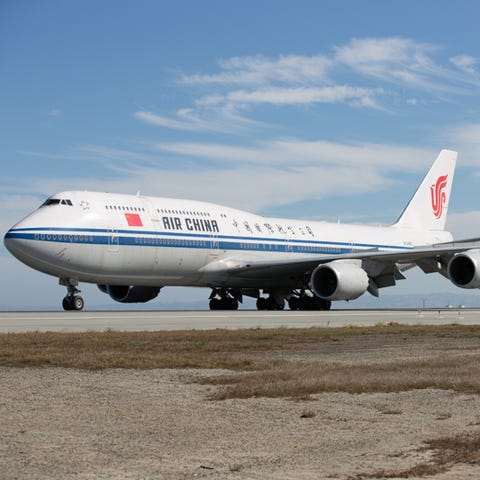 An Air China Boeing 747-8i lands at San Francisco 