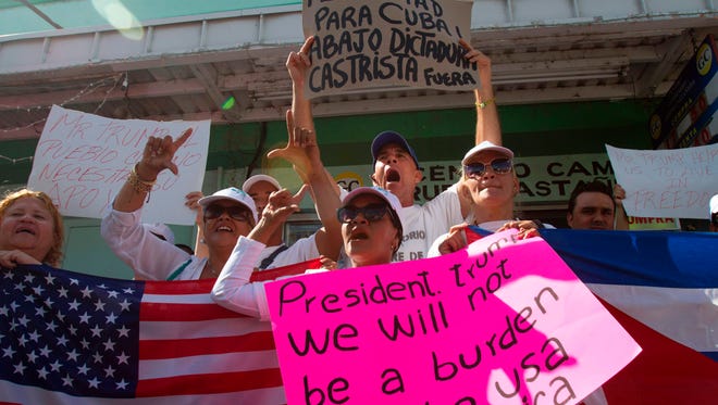 About 300 Cubans in Nuevo Laredo, Mexico, on April 8, 2017, were expecting to be allowed the seek refuge in the United States. 
The U.S. on January 1e, 2017 removed the immigration privileges for the Cubans who now need a visa to enter the country.   / AFP PHOTO/AFP/Getty Images ORIG FILE ID: AFP_NE5AU