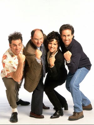 -

-FILE--The cast of NBC's "Seinfeld," is shown in this undated handout photo. NBC has sold two 30-second commercials on the final original episode of ``Seinfeld'' for a television record $2 million each. Pictured from left are; Michael Richards as Kramer, Jason Alexander as George Costanza, Julia Louis-Dreyfus as Elaine Benes and Jerry Seinfeld as Jerry Seinfeld. (AP Photo/Columbia/TriStar Television Distribution)