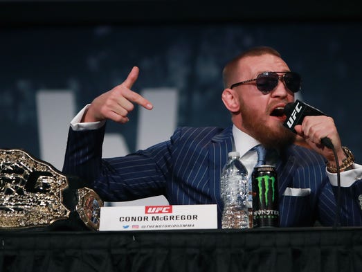 Conor McGregor addresses the media at the UFC 205 press