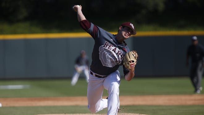 Missouri State's Dylan Coleman throws a pitch at the NCAA Super Regional in Fort Worth, Texas, on Saturday, June 10, 2017.