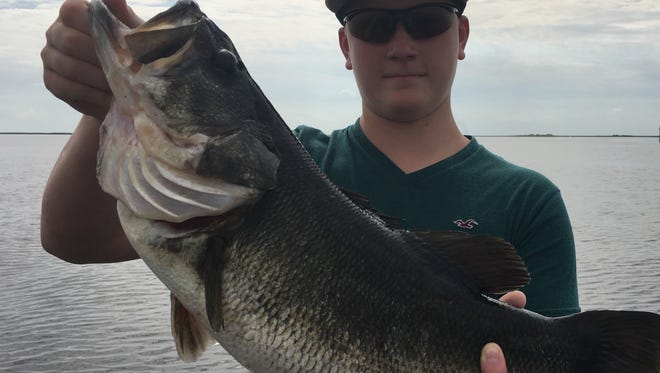 Ethan Ziegler, 14, of New Jersey, caught and released this 9-pound, 8-ounce bass Wednesday while fishing with Capt. Mike Shellen of Okeechobeebassfishing.com.