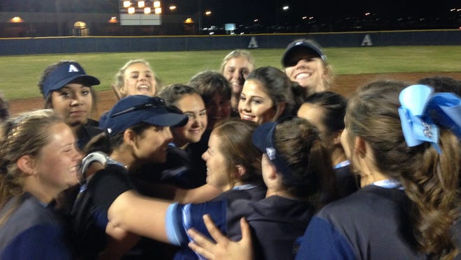 The Airline softball team celebrates a win over Northwood on Thursday in the LHSAA/LHSCA Hall of Fame softball game.
