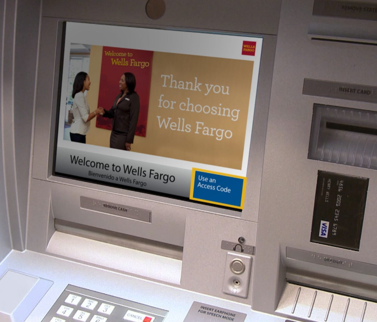 Wells Fargo introduces cardless ATMs.
