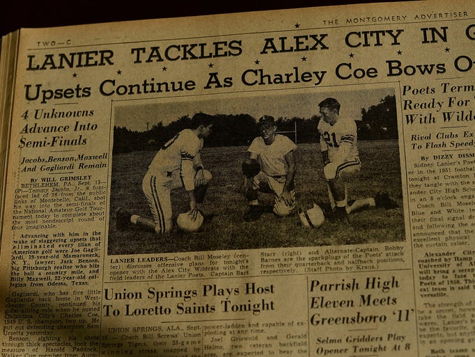 Newspaper clippings of Bart Starr from the Montgomery Advertiser.