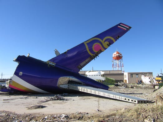 The remains of a Thai Airways Airbus A300 are seen