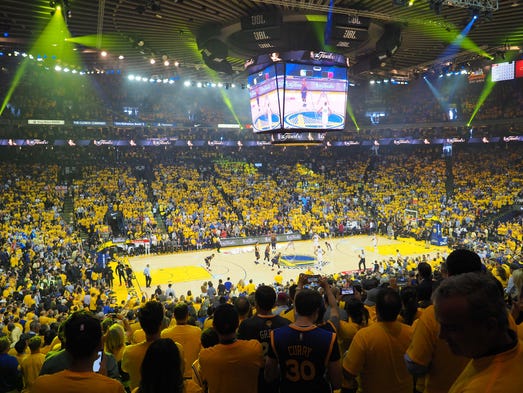 A general view before the opening tip of the NBA Finals.
