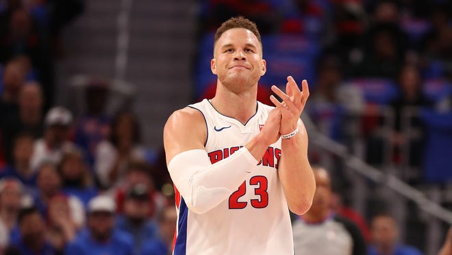 Blake Griffin finished with 24 points and 10 rebounds in his Pistons debut on Thursday.