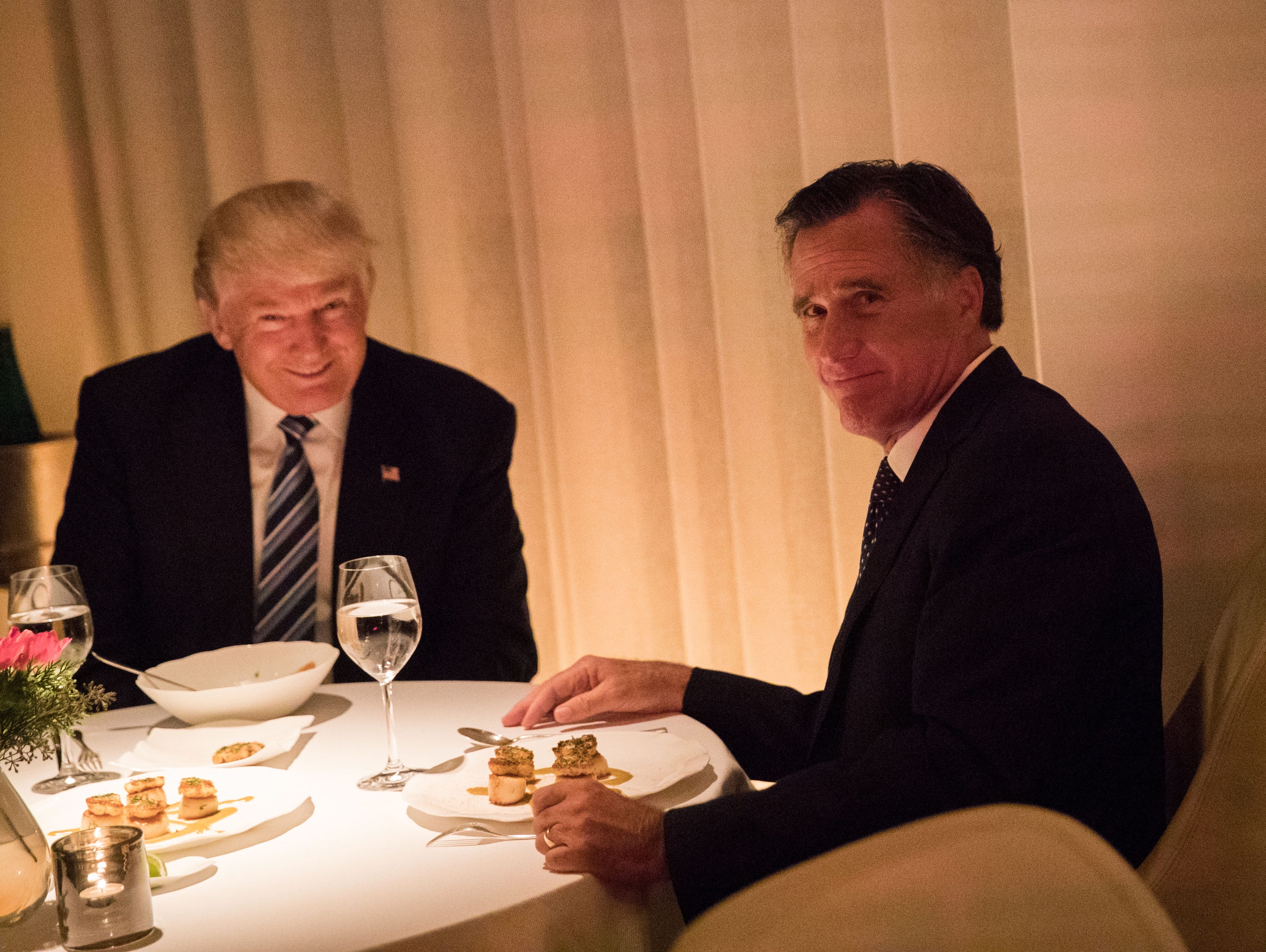 President-elect Trump and Mitt Romney dine at Jean Georges restaurant in New York City as Trump and his transition team are in the process of filling cabinet and other high level positions for the new administration.