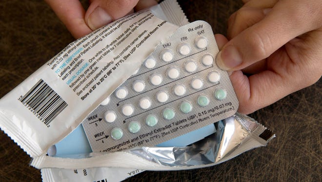A one-month dosage of hormonal birth control pills is displayed. 