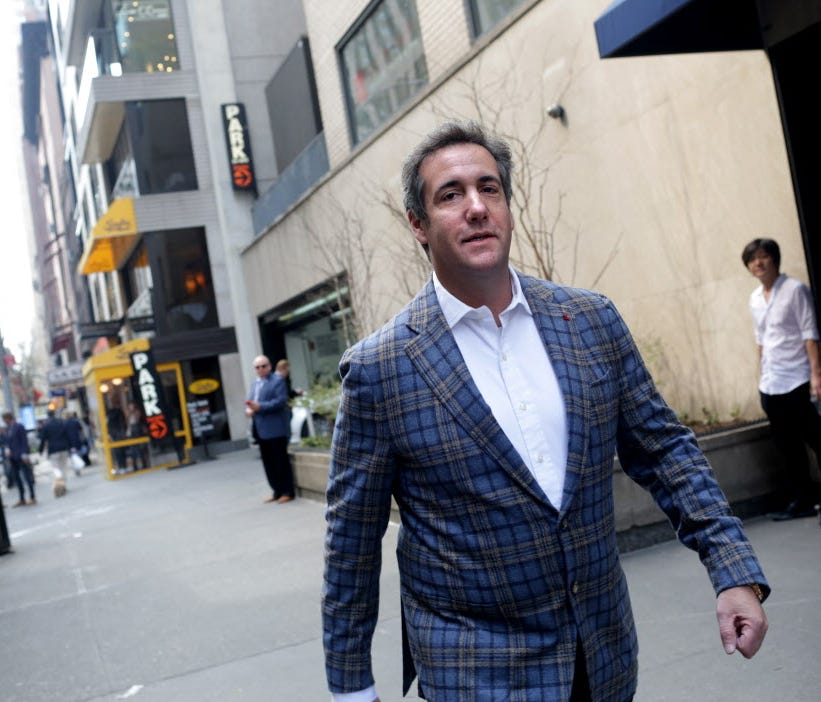 Michael Cohen, President Trump's personal attorney, walks to the Loews Regency hotel on Park Ave on April 13, 2018, in New York City.