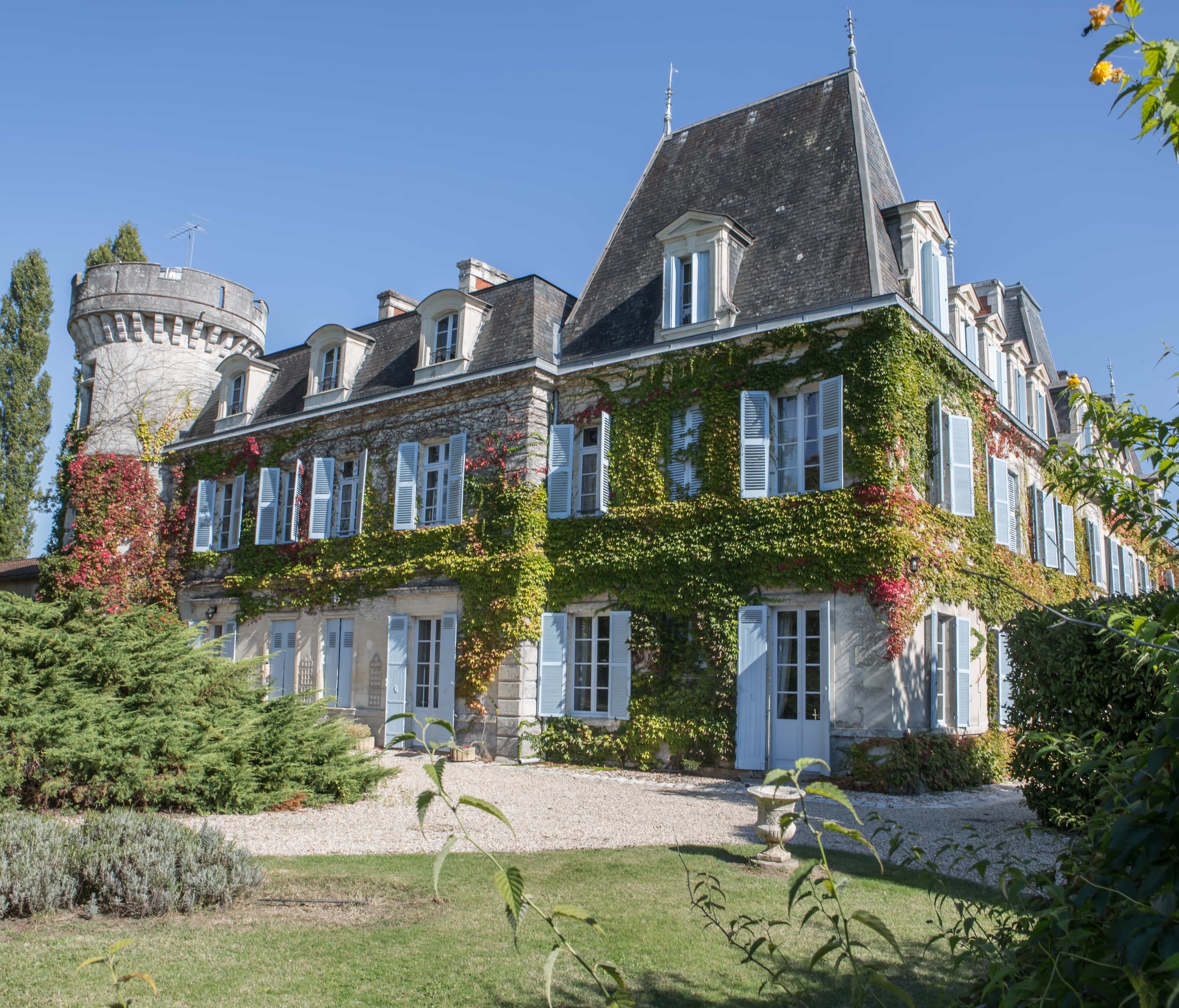 Château de Lalande, Annesse-et-Beaulie. Dordogne: There is a lovely lived-in feel to this pale stone château in parkland a short drive from Périgeux. It was rescued from ruin by its owners, and is filled with antiques, old-world charm and modern comf