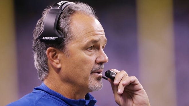 Indianapolis Colts head coach Chuck Pagano during game action against New England,  Lucas Oil Stadium, Indianapolis, Sunday, Oct. 18, 2015,