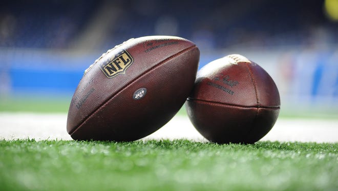 Aug 19, 2017; Detroit, MI, USA; A view of NFL footballs before an exhibition game between the Lions and Jets at Ford Field.
