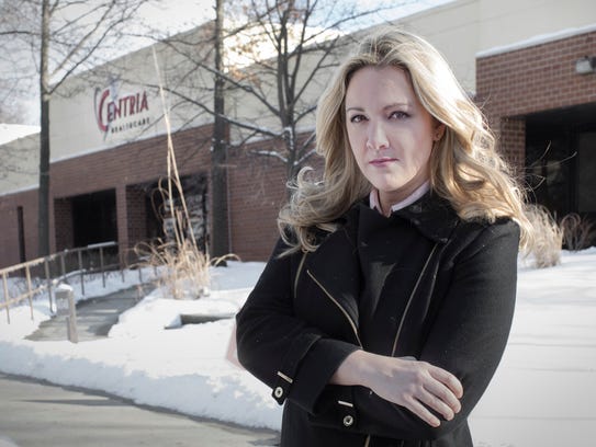 Vanessa Pawlak, former Chief Compliance Officer for Centria Healthcare, is photographed outside company offices in Novi, Wednesday, Feb. 7, 2018. In competing litigation, Centria has accused her of defamation and she has accused the company of wrongful discharge.
