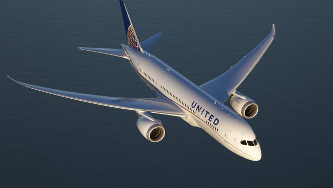 United Airlines Dreamliner jet. 