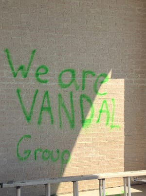 'We are VANDAL Group' was spray painted on an exterior wall outside the Islamic Center of Murfreesboro overnight. Mosque members discovered damage early Monday morning, July 10, 2017.