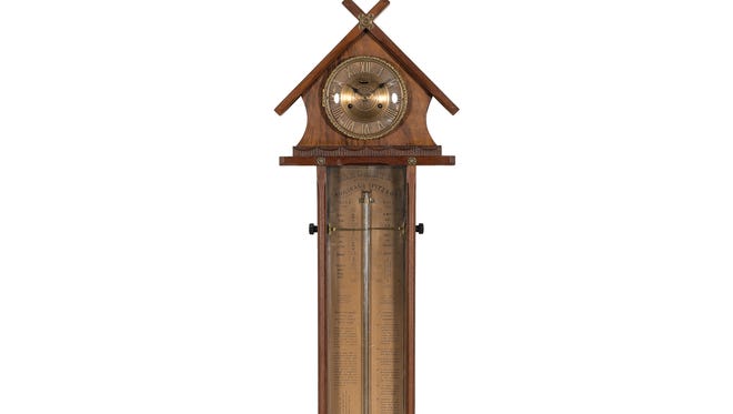 This c. 1900 clock and barometer named for Admiral Fitzroy is 51 inches long It also includes an altimeter and thermometer. Price: $270.