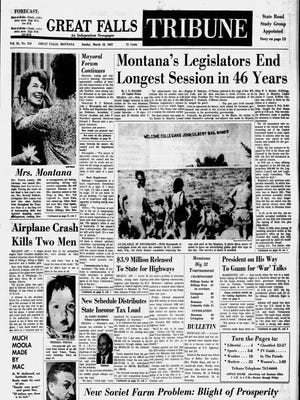 Front page of the Great Falls Tribune on Sunday, March 19, 1967.