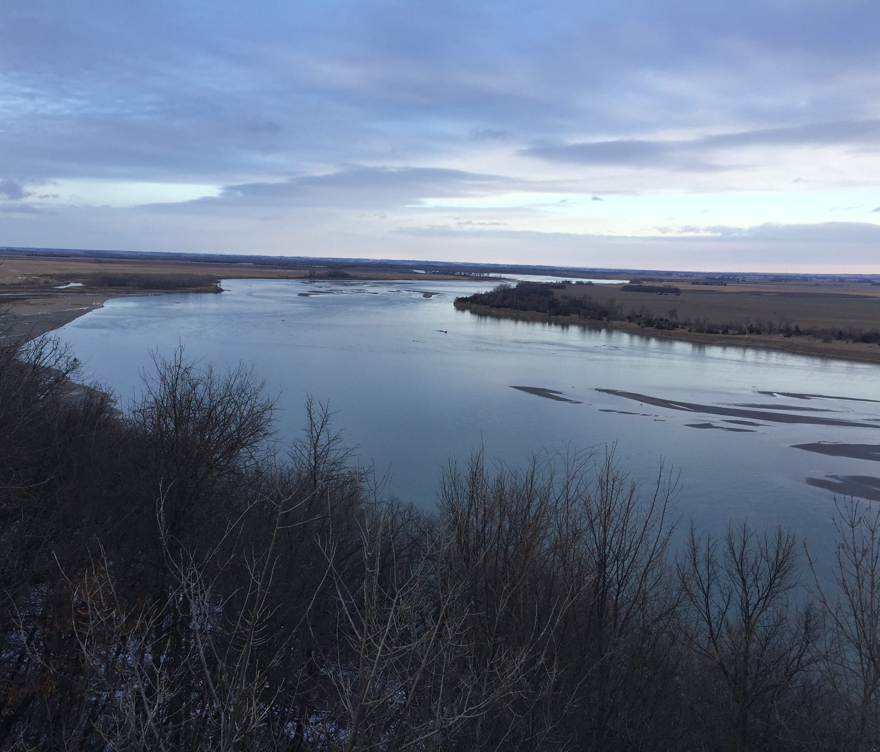 Nebraska's Ponca State Park affords a commanding view of a free-flowing section of the Missouri River, designated as the Missouri National Recreational River. The park is near the eastern point of a 59-mile stretch of the MNRR and is a popular takeou